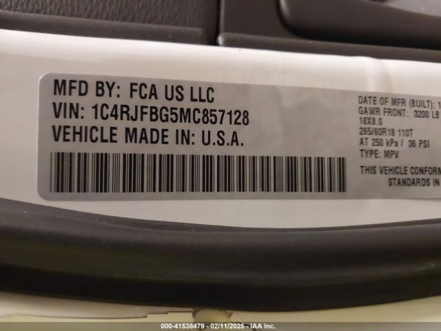 1C4RJFBG5MC857128 Jeep Grand Cherokee Limited 4x4