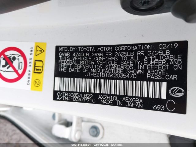 JTHB21B16K2035470 Lexus Es 300h Luxury