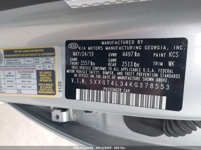 KIA Optima Lx 2019 5XXGT4L34KG378553 Image 9