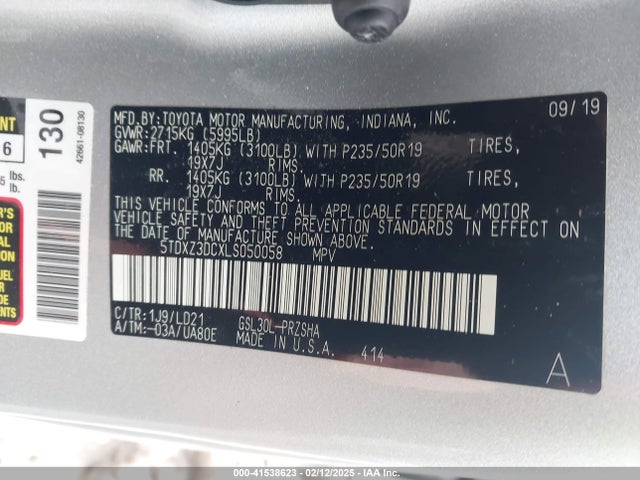 5TDXZ3DCXLS050058 Toyota Sienna Se/se Premium