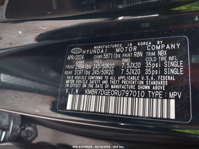 Hyundai Palisade Calligraphy 2024 KM8R7DGE0RU797010 Image 9