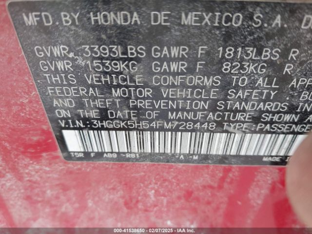 3HGGK5H54FM728448 Honda FIT LX
