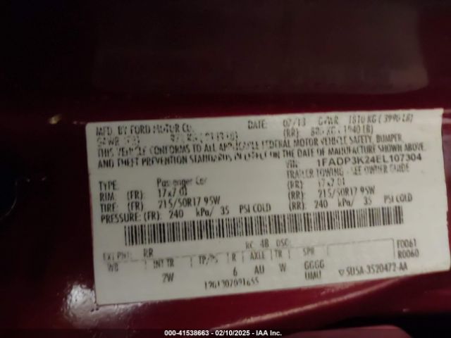 1FADP3K24EL107304 Ford FOCUS SE