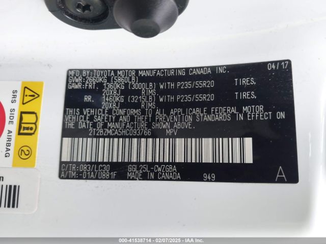 2T2BZMCA5HC093766 Lexus Rx 350 F Sport