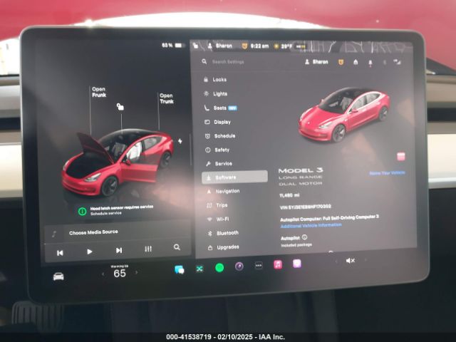 5YJ3E1EB9NF170302 Tesla Model 3 Long Range Dual Motor All-wheel Drive