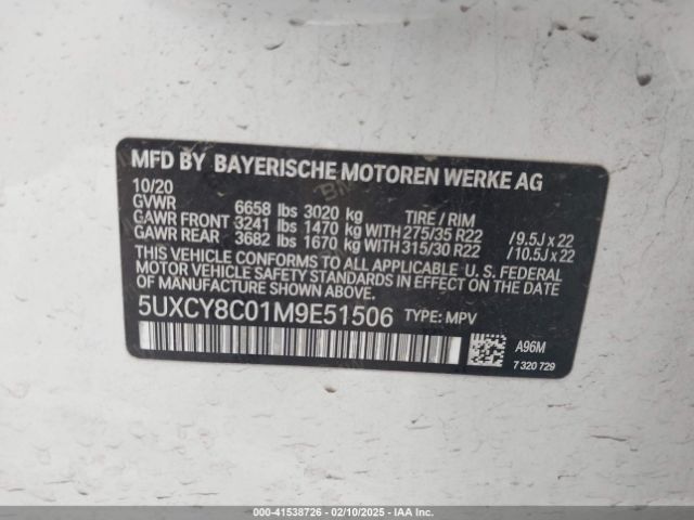 5UXCY8C01M9E51506 BMW X6 M50i