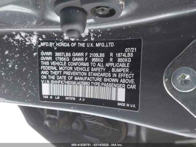 SHHFK7H6XMU425883 Honda CIVIC EX