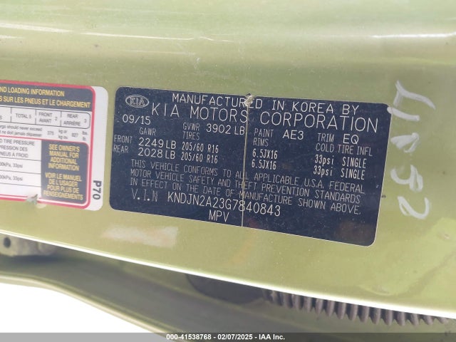 KIA Soul 2016 KNDJN2A23G7840843 Image 9