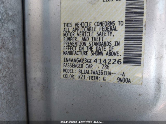 Nissan Maxima 3.5 Sv 2016 1N4AA6AP3GC414226 Image 9