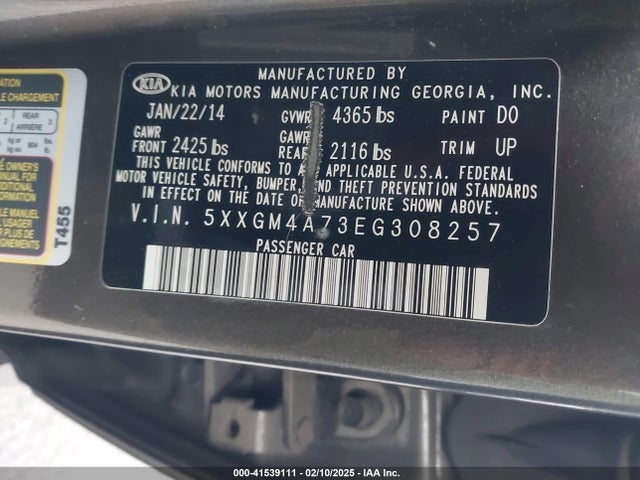 KIA Optima Lx 2014 5XXGM4A73EG308257 Image 9