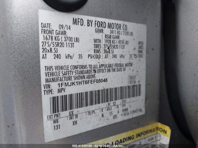 1FMJK1HT6FEF05048 Ford Expedition El Xlt