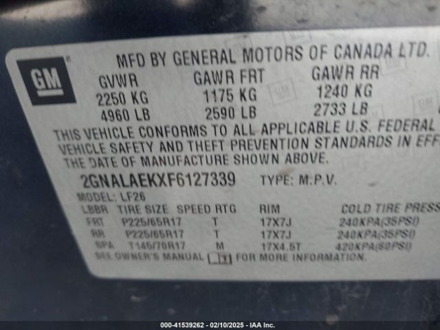 2GNALAEKXF6127339 Chevrolet EQUINOX LS