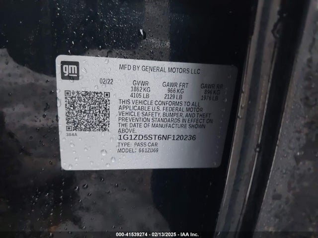1G1ZD5ST6NF120236 Chevrolet Malibu Fwd Lt