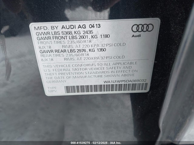 2013 AUDI Q5 WA1LFAFP5DA089032 Photo 8