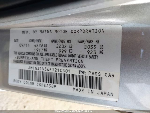 JM1GJ1V56F1210501 Mazda Mazda6 I Touring