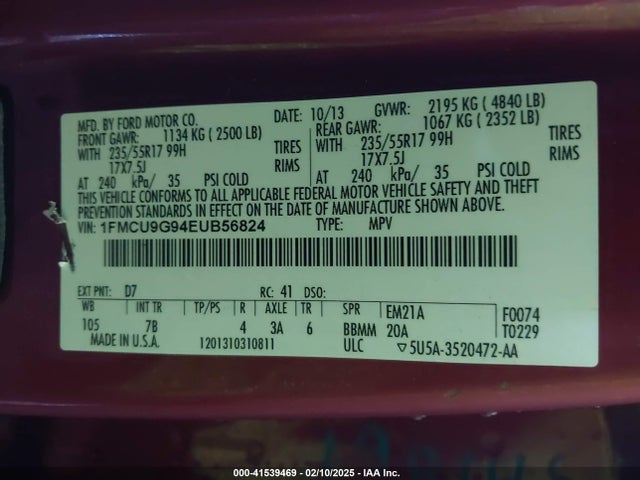 1FMCU9G94EUB56824 Ford ESCAPE SE