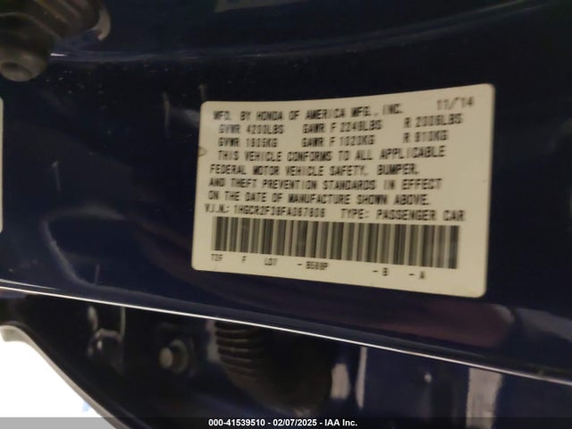 Honda ACCORD LX 2015 1HGCR2F38FA067806 Image 9