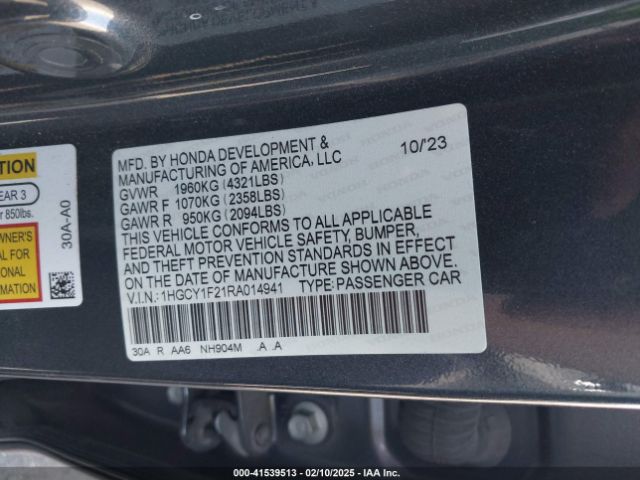 1HGCY1F21RA014941 Honda ACCORD LX