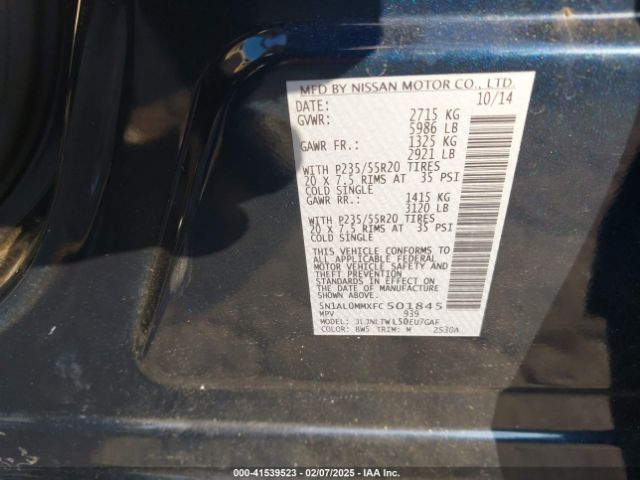 5N1AL0MMXFC501845 Infiniti QX60