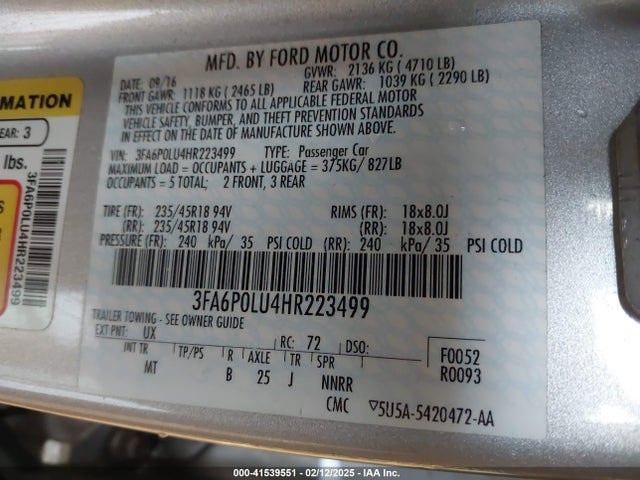 Ford Fusion Hybrid Se 2017 3FA6P0LU4HR223499 Image 9