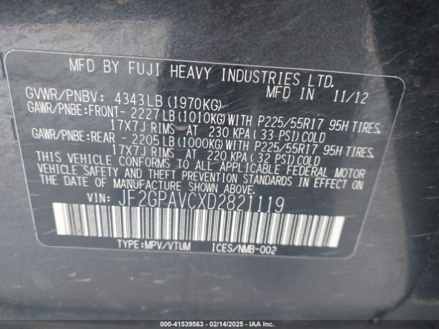 2013 SUBARU XV CROSSTREK JF2GPAVCXD2821119 Photo 8