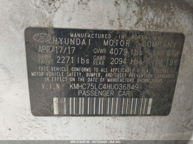 KMHC75LC4HU036849 Hyundai Ioniq Hybrid Sel