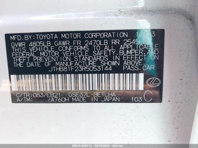 JTHB81F23R5053144 Lexus Is 300 F Sport Design