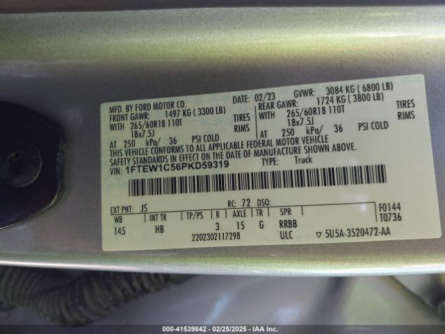 1FTEW1C56PKD59319 Ford F-150 Lariat