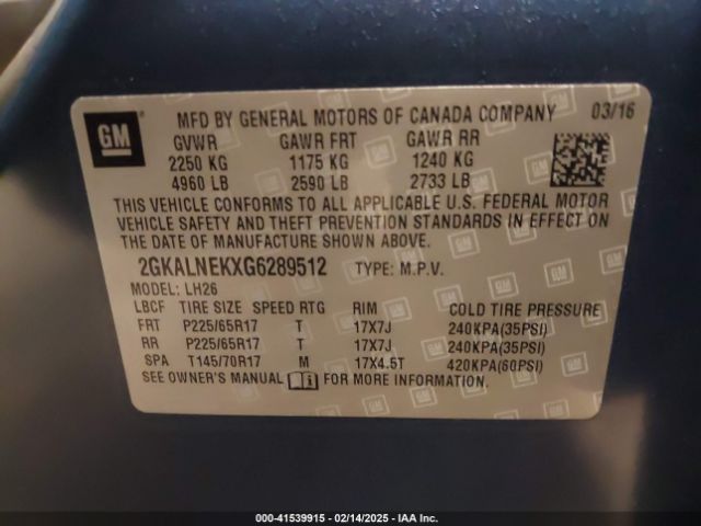 2GKALNEKXG6289512 GMC Terrain Sle-2