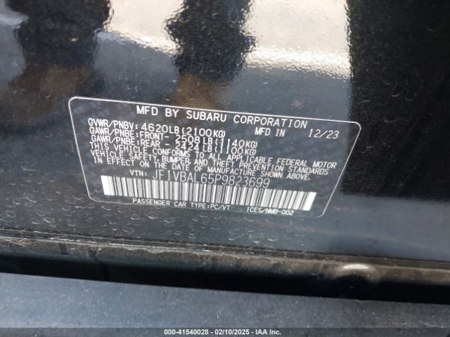 JF1VBAL65P9823699 Subaru Wrx Limited