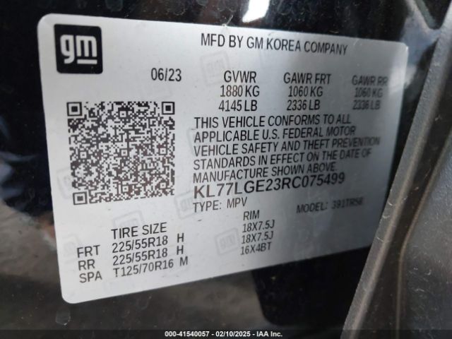KL77LGE23RC075499 Chevrolet Trax Fwd 1rs