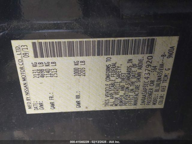 1N4AA5AP3EC437920 Nissan Maxima 3.5 S