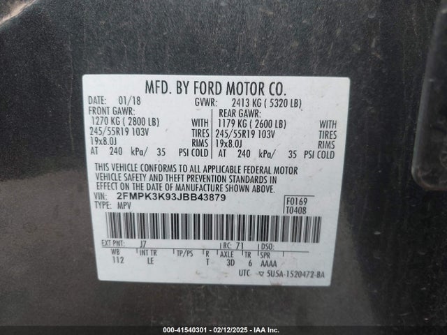 Ford Edge Titanium 2018 2FMPK3K93JBB43879 Image 9