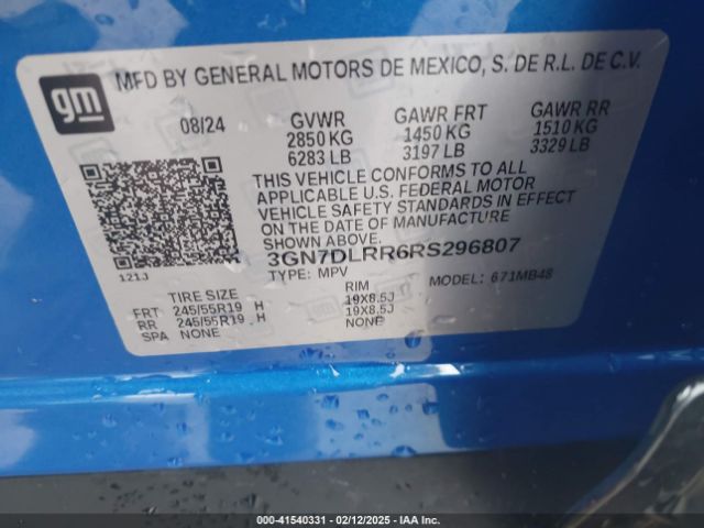 3GN7DLRR6RS296807 Chevrolet Equinox Ev Lt