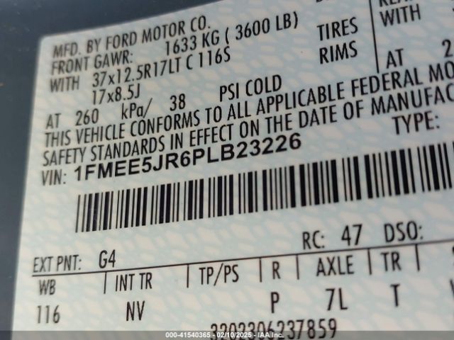 1FMEE5JR6PLB23226 Ford Bronco Raptor