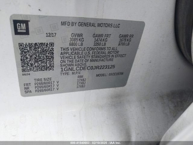 1GNLCDEC0JR223125 Chevrolet Tahoe Commercial Fleet