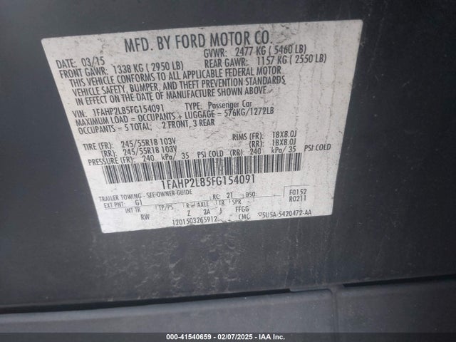 1FAHP2L85FG154091 Ford Police Interceptor