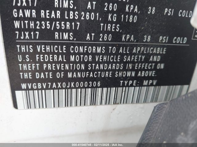 WVGBV7AX0JK000306 Volkswagen Tiguan Limited 2.0t