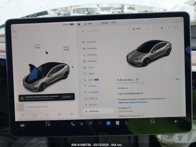 5YJ3E1EA9MF095719 Tesla Model 3 Standard Range Plus Rear-wheel Drive