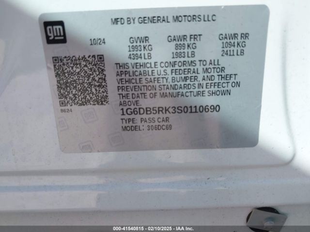 1G6DB5RK3S0110690 Cadillac Ct4 Premium Luxury