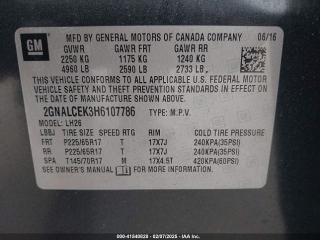 2GNALCEK3H6107786 Chevrolet EQUINOX LT