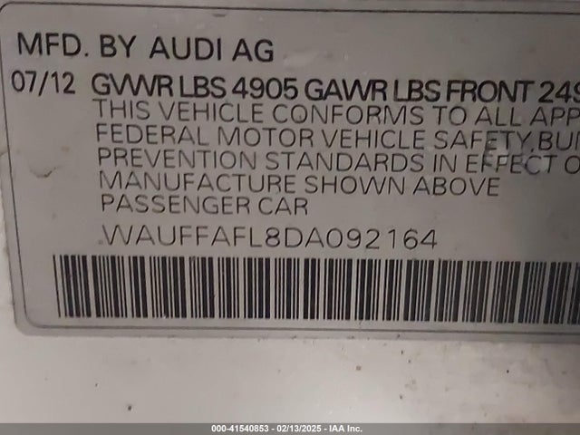 2013 AUDI A4 WAUFFAFL8DA092164 Photo 8