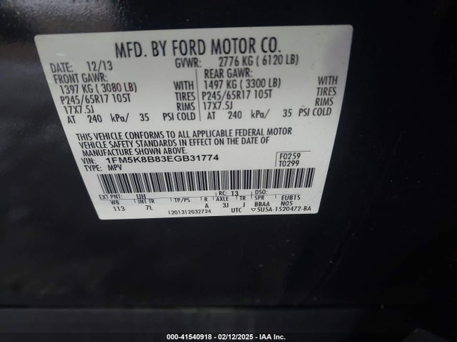 Ford Explorer 2014 1FM5K8B83EGB31774 Image 9