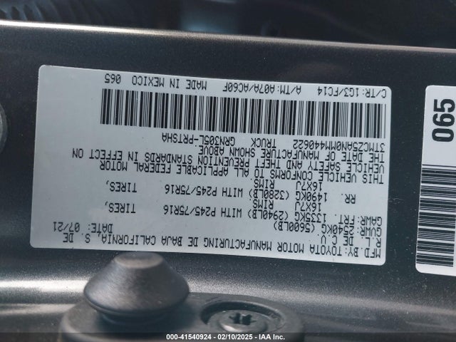 3TMCZ5AN0MM440622 Toyota Tacoma Sr5 V6