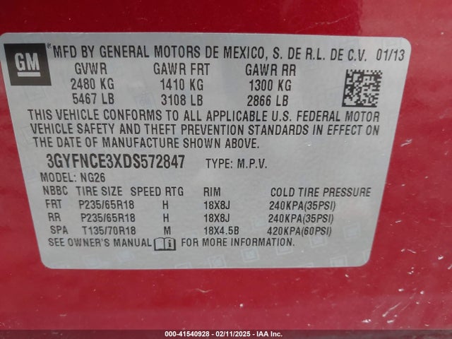 2013 CADILLAC SRX 3GYFNCE3XDS572847 Photo 8