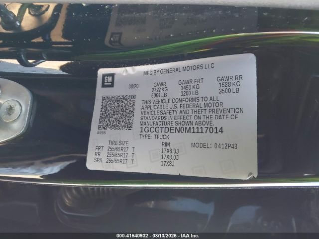 1GCGTDEN0M1117014 Chevrolet Colorado 4wd  Short Box Z71