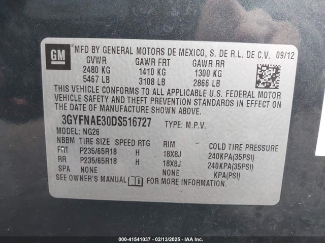 2013 CADILLAC SRX 3GYFNAE30DS516727 Photo 8