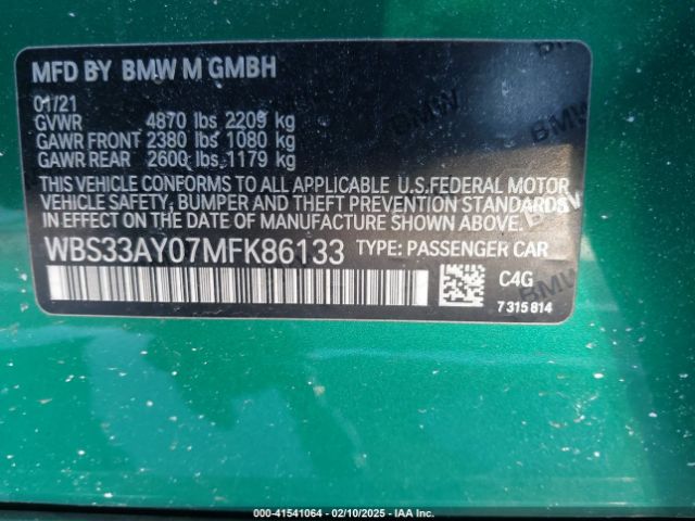 2021 BMW M3 WBS33AY07MFK86133 Photo 8