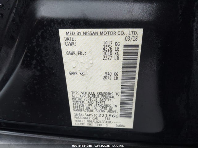 Nissan Altima 2.5 Sl 2018 1N4AL3AP5JC221866 Image 9