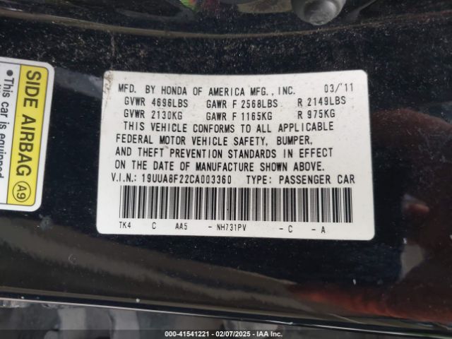 2012 ACURA TL 19UUA8F22CA003360 Photo 8